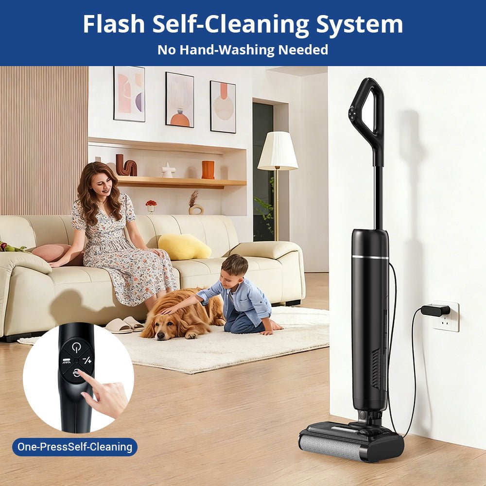 GT36 Pro Cordless Wet Dry Vacuum Floor Washer, 180° Lay-Flat, Anti-Tangle Brush for Pet Hair, One-Touch Self-Cleaning, for Hardwood, Tile & Laminate Floors - PuRuiKai