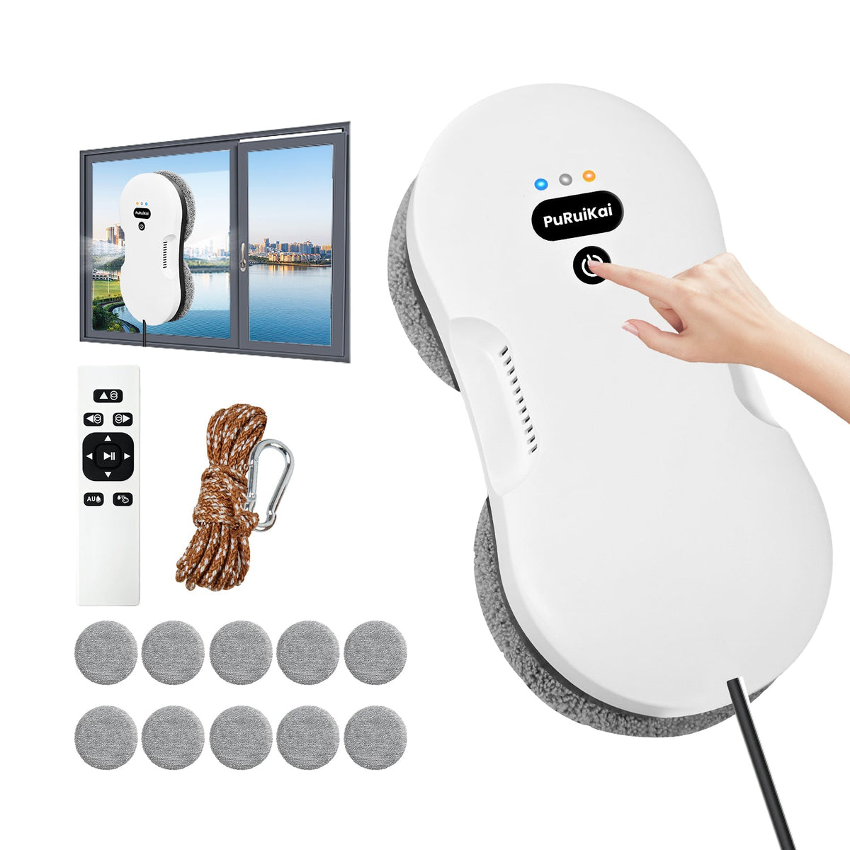 H - RN2 - 01 Automatic Window Cleaner | Smart Glass Cleaning Robot,Updated Auto Dual Water Spray Window Cleaning Robot - PuRuiKai