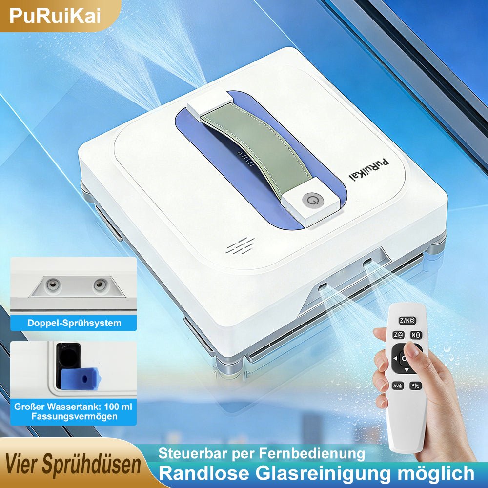 2026 Smart Elektrischer Fensterreinigungsroboter adaptive Saugkraft, 4-Düsen Sprühsystem, Smart Steuerung Fensterputzmaschine - PuRuiKai