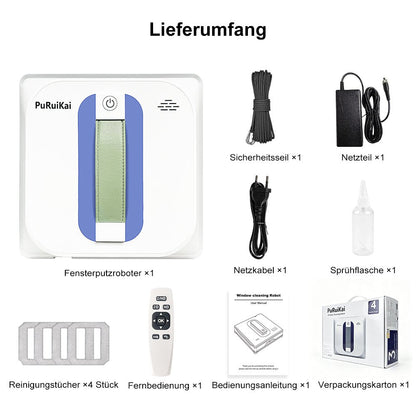 2026 Smart Elektrischer Fensterreinigungsroboter adaptive Saugkraft, 4-Düsen Sprühsystem, Smart Steuerung Fensterputzmaschine - PuRuiKai