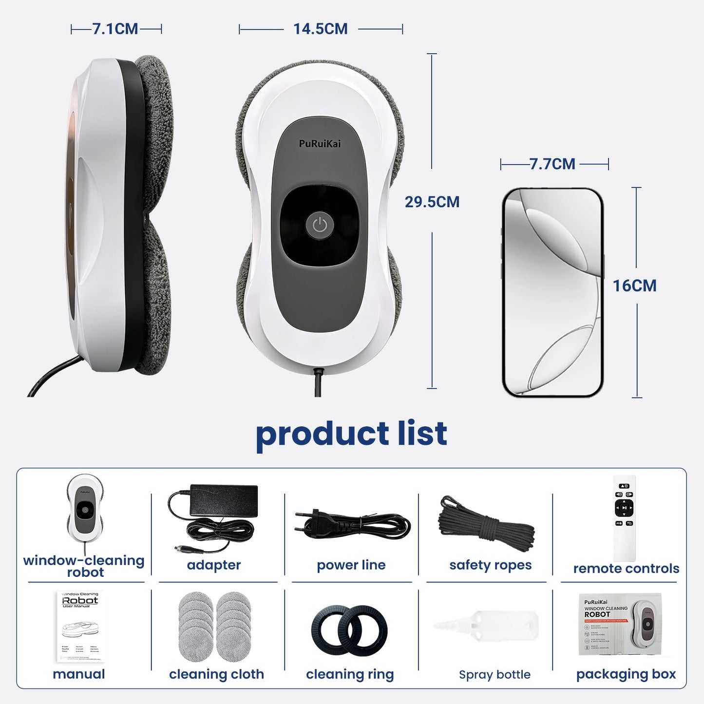 H - RN2 - 01 Automatic Window Cleaner | Smart Glass Cleaning Robot,Ultra - Thin Automatic Dual Water Spray Robot - PuRuiKai