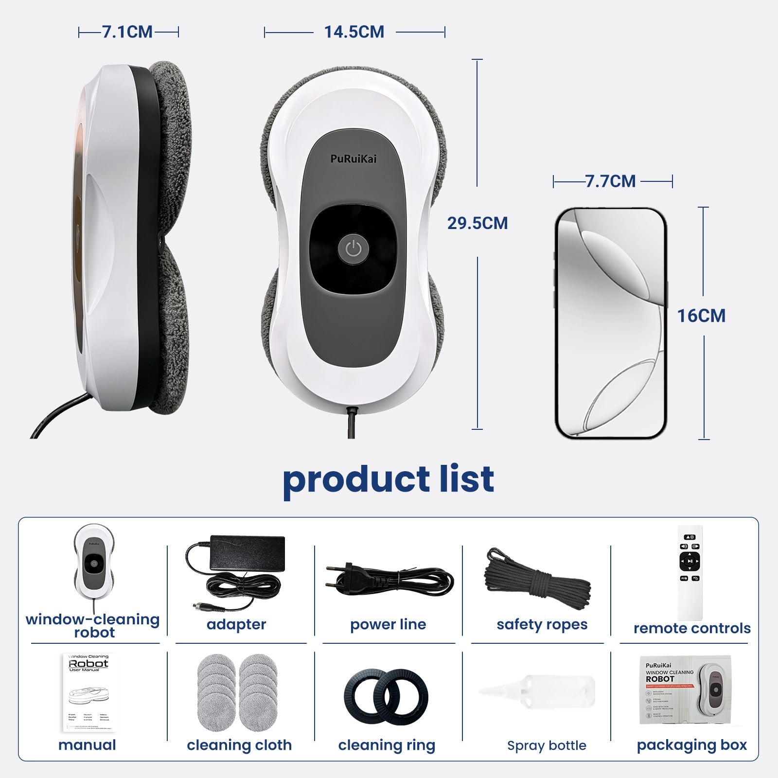 H - RN2 - 01 Automatic Window Cleaner | Smart Glass Cleaning Robot,Ultra - Thin Automatic Dual Water Spray Robot - PuRuiKai