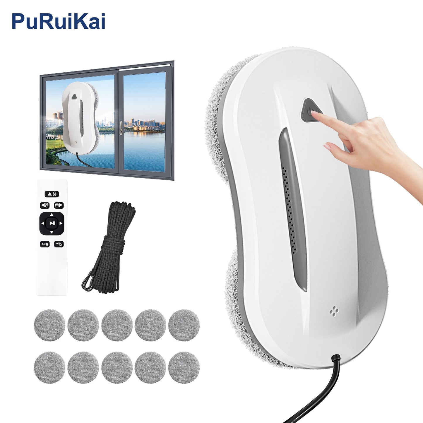 H - RN2 - 01 Automatic Window Cleaner | Smart Glass Cleaning Robot,Updated Auto Dual Water Spray Window Cleaning Robot - PuRuiKai
