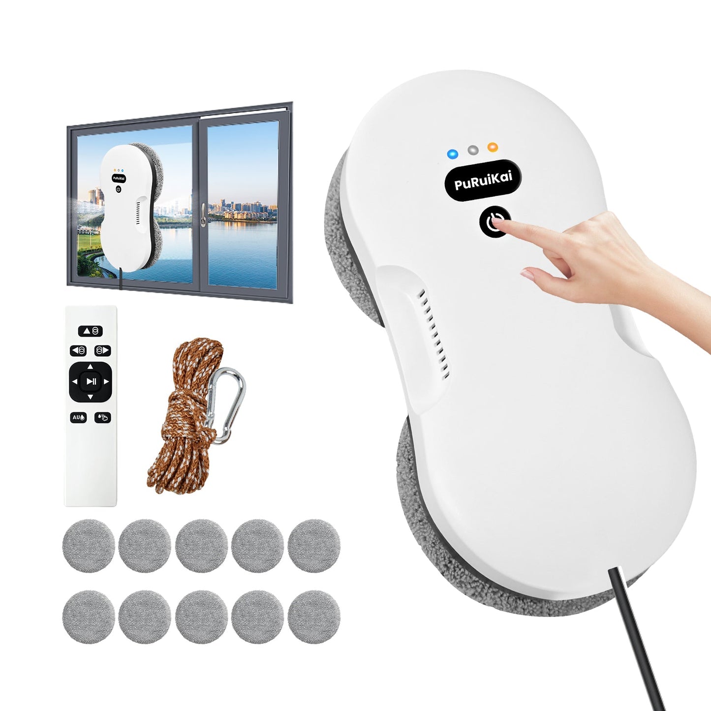 H - RN2 - 01 Automatic Window Cleaner | Smart Glass Cleaning Robot,Updated Auto Dual Water Spray Window Cleaning Robot - PuRuiKai