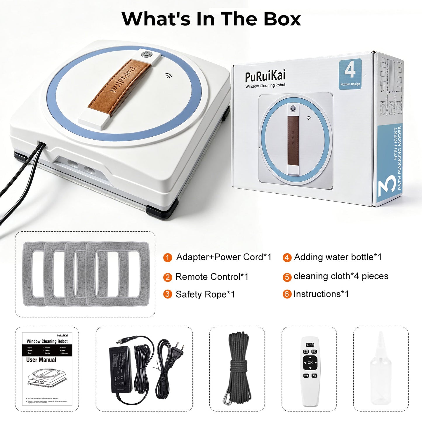 High-Efficiency PRK-28 Intelligent Window Cleaning Robot with 4 Auto Spray - PuRuiKai