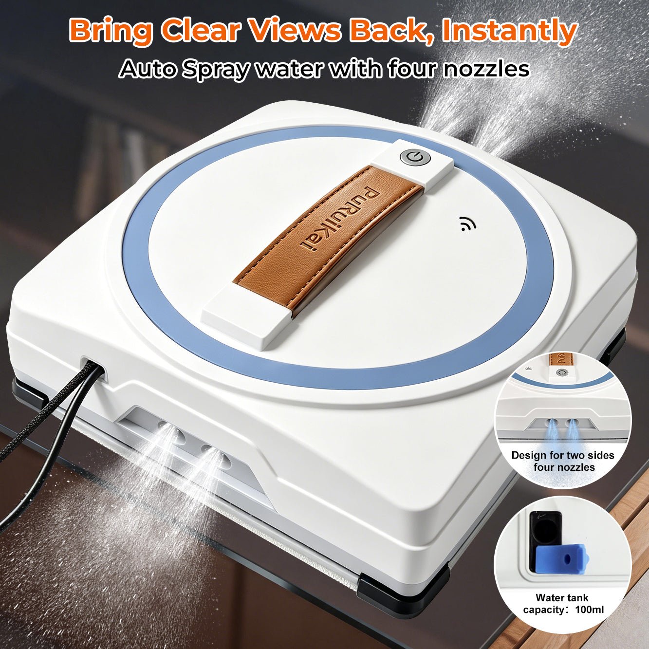 High-Efficiency PRK-28 Intelligent Window Cleaning Robot with 4 Auto Spray - PuRuiKai