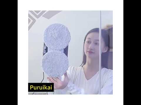 Meet the Puruikai Smart Window Cleaning Robot | Fast, Silent & Hassle-Free!  Back view of the PuRuiKai window robot showing safety rope and pads
