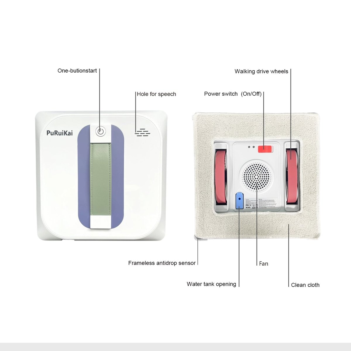 PRK - 28 Smart Window Cleaning Robot – 4 - Point Spray, Strong Suction & Brushless Motor | Streak - Free Cleaning - PuRuiKai Online Store