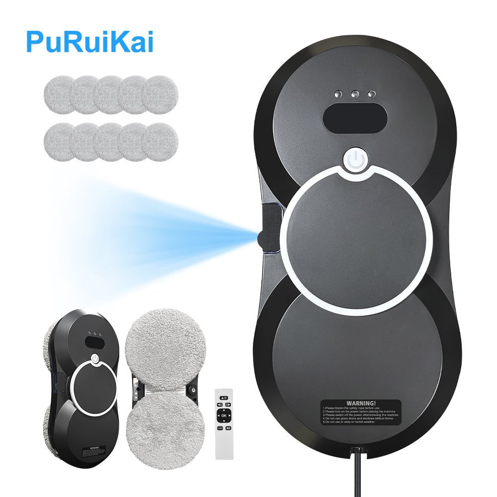 PuRuiKai HCR - 10 Robotic Window Cleaning Robot with Auto Spray & 10pcs microfiber cloths - PuRuiKai Online Store