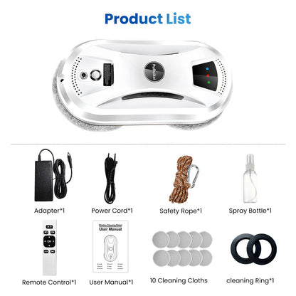 WR Robô Limpador de Janelas Inteligente PuRuiKai PRK-N361 Uso Doméstico com Sucção Potente - PuRuiKai